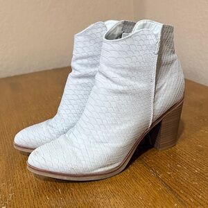 MIA White Textured Ankle Booties